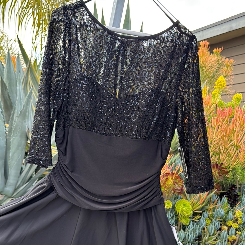 Elegant Black Sequin Lace Dress